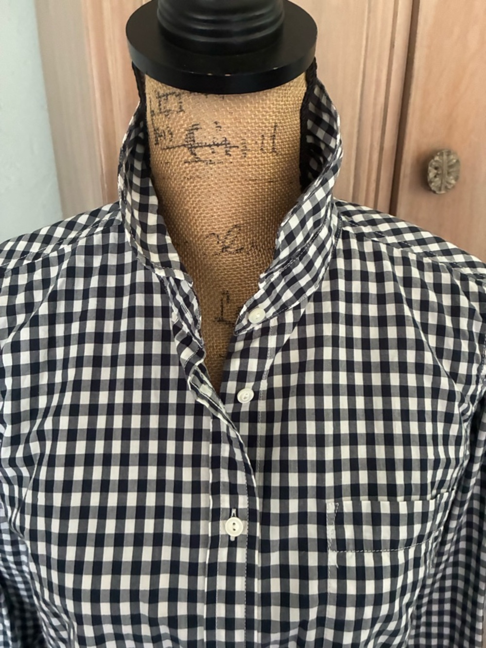 J. Crew Sz 10 Boy Navy Gingham Button Down Shirt - Picture 6 of 15